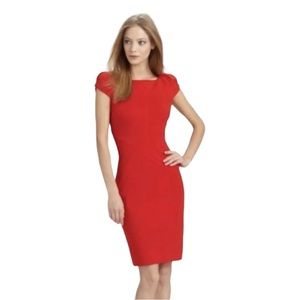 DIANE VON FURSTENBURG Helen Red Wool Pencil Dress Low Back Size 0 ❤️